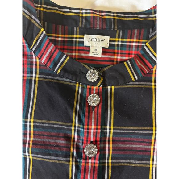 J. Crew tartan popover tunic with jeweled buttons medium - Picture 4 of 4